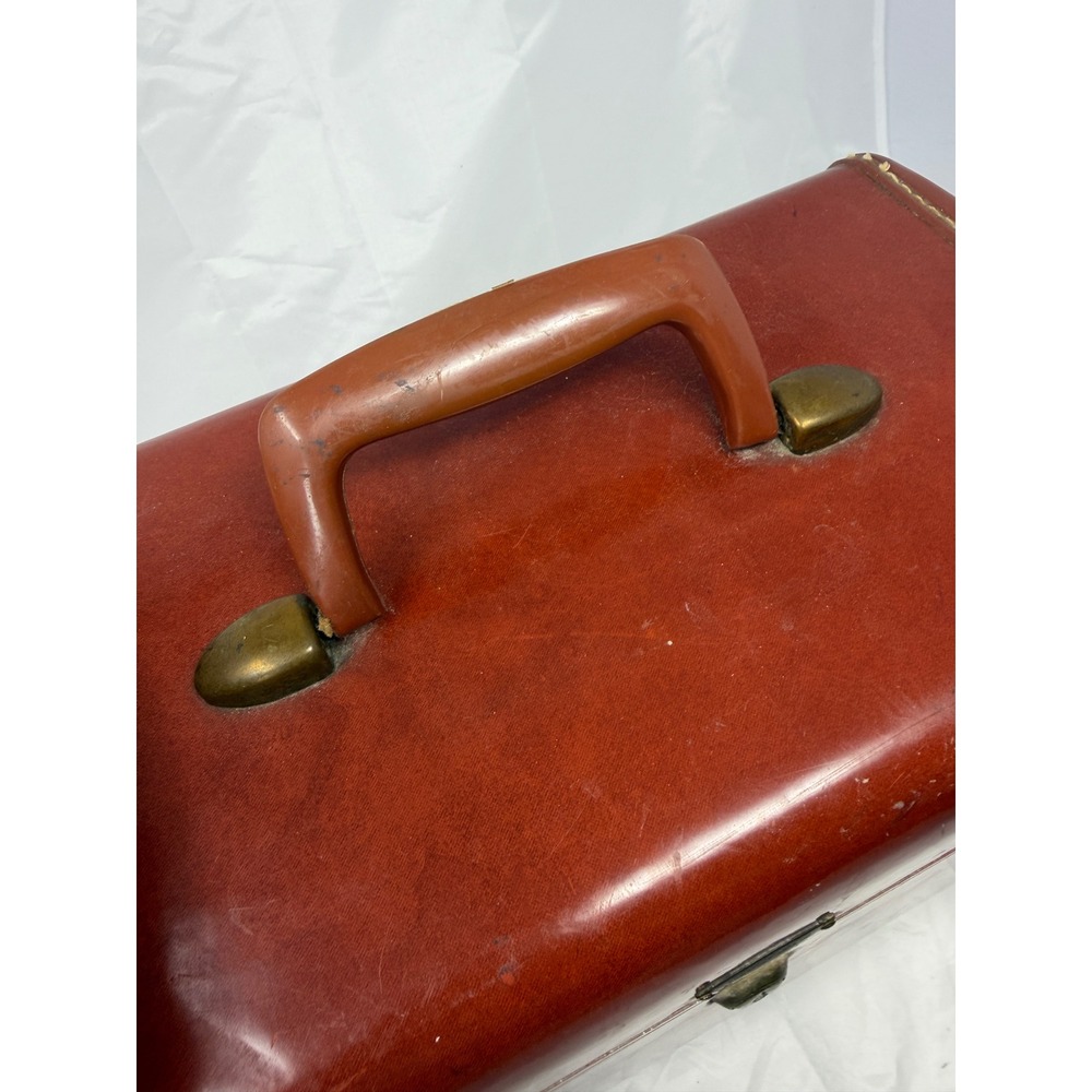 Vintage Samsonite Train Case Shwayder Bros Red Brown Hard Shell Vanity Luggage - Picture 10 of 14
